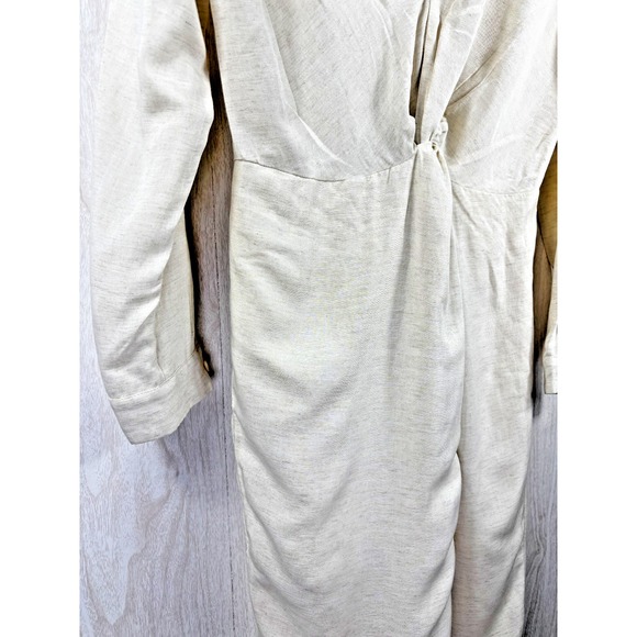 Anthropologie Graziella‎ Twist Waist Linen Midi Dress Chic Summer Womens 10 - Picture 6 of 8